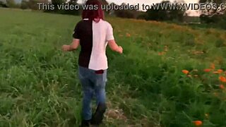 Beautiful couple’s first time gay scene on a hill