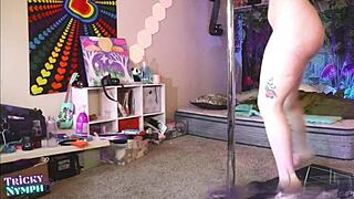 cute nymph strip teases and twerks on webcam 😈