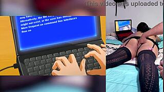 Look at this, reacting to hot hentai blowjobs with cum all over throat and big tits!