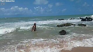 yuri gaúcho couple at nudist beach paradise. hot wife shows all, drives men crazy!