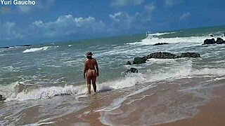 yuri gaúcho couple at nudist beach paradise. hot wife shows all, drives men crazy!