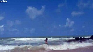 yuri gaúcho couple at nudist beach paradise. hot wife shows all, drives men crazy!