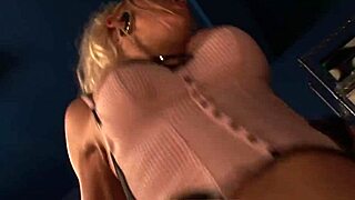 Blonde stepmom slips out of corset to ride a massive shaft.