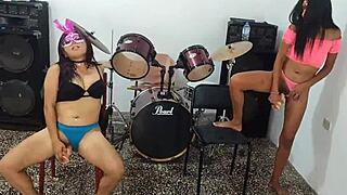 the morena and her indigenous friend masturbate with dildos and toys on new year's eve