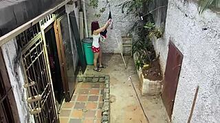 Cheating with the sexy brunette neighbor during work hours