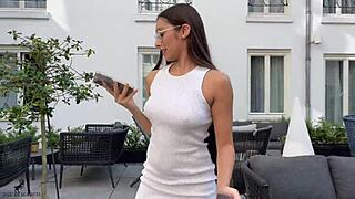 Shelena, a new porn star, has rough sex with a cock of a European pornstar, Joedimarco