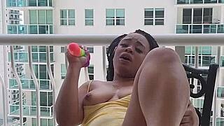 Super Soaker Pussy Squirts On Balcony During Masturbation