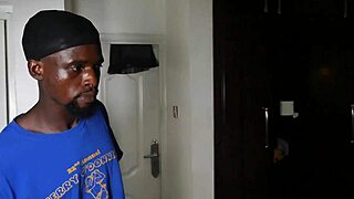 Beautiful ebony babe fingers step brother's big cock intensely