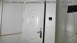 Beautiful ebony babe fingers step brother's big cock intensely