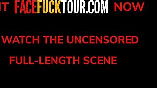 Blonde babe Lisi Kitty slurps cock for rough face fucking. Sticky facial covers her after hardcore pounding.