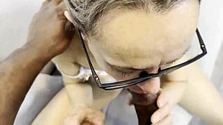 Horny mature Rita couldn’t resist sucking black cock for a POV cumshot