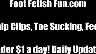 Worship perfect feet and suck tiny toes in pov