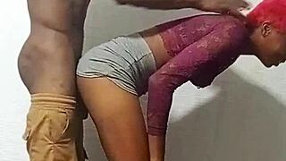 Fucking my friends slutty little 18+ sister hard and fast standing doggy with cum on ass