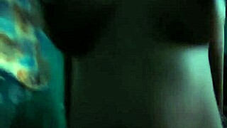 Big natural tits riding cowboy with moans watching TV to avoid neighbors