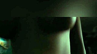 Big natural tits riding cowboy with moans watching TV to avoid neighbors