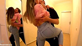 Blowjob at amusement park before quick standing action at home