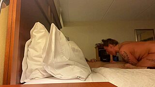 Deep throat my big cock in a hotel room, cheating wife sucking monster dick.