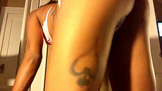 Brunette ebony woman in lingerie needs her ass groped and touched