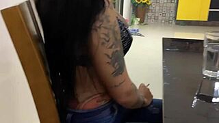 Latina Nymph with Chest Piercing Showing Off for Cock