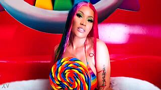 nicki minaj caught in steamy ebony solo action, so tempting