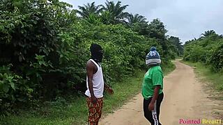 Walking in the village turns into hot erotic fuck with bent over doggy at the ranch