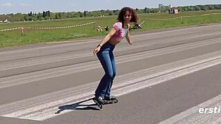 ersties juli from berlin pleasures herself sensually with hands and glass toy