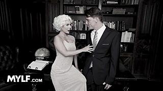 Marilyn Monroe works her charm, seducing JFK with undeniable allure.