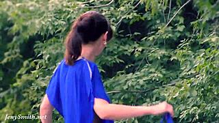 Hidden cam catches Jeny stripped bare in public spot