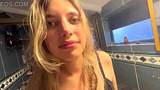 hey, my stepmom says no, but her wet pussy in the bathroom says yes, right?