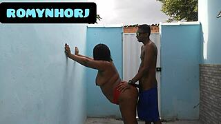 full of horniness fucking rough anal in the backyard with a fat brazilian bbw cumshot