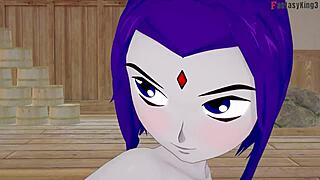raven in bikini having sex with titans in full fantasy. titans dominate raven in 3d cartoon sex