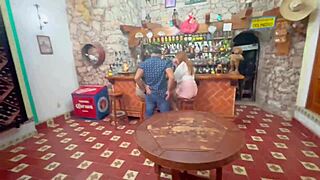 lesbianas seduced by sly man in bar action