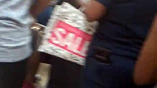 ass folding in hidden shop, candid voyeur view