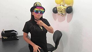 horny milf craves anal plug at office