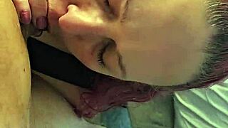 Blonde milf deepthroats cock with passion