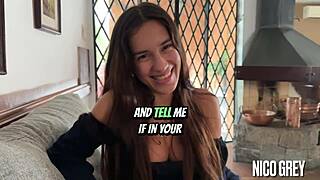 Hey, can this skinny 18yo Brazilian teen handle a POV blowjob at her first casting?