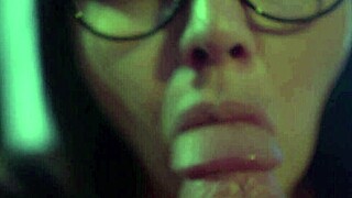 Lecherous Milf Gags on Boy's Cock with Rough Mouthful Action