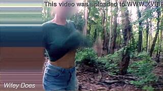 WOW! Wifey Flashes Her Big Tits in Public for a Stranger, So Hot!