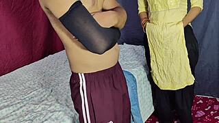 indian girl in kurta salwar bangs her boyfriend hard