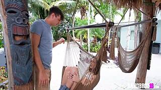 teen gets a wet interruption during shy moment