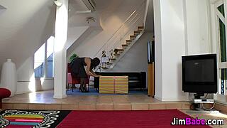 An amateur teen 18+ engages in a threesome with an old geezer