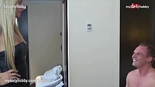 How does this sexy blonde get totally creamed in a dirty 3some?