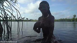 Hot skinny african village girl walks naked seeking dick