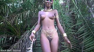Hot skinny african village girl walks naked seeking dick