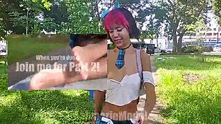 Slutty schoolgirl giggles, Wanna see more? She flashes barefoot on the swingset with a naughty grin.