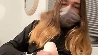 Solo pleasure: Trans beauty enjoys fleshlight play