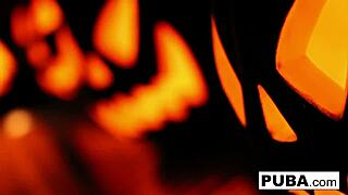 Two Hot Blondes Share Wild Halloween Scare with Steamy Action