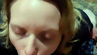 Wife moans during quick suck and fuck before creampie