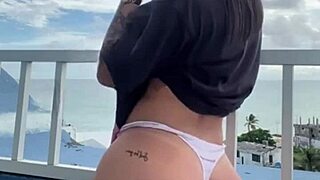 Exhibitionist wife flashes tight pussy outdoors solo