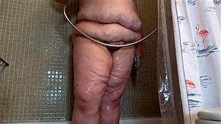 Big Fat Ass White BBW MILF Showers, Flashing Huge Pussy Lips and Natural Tits